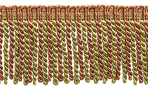 DÉCOPRO 3" (7.5cm) Long Noblesse Collection Bullion Fringe Trim with Fancy Knitted Header (Style# DB3) Rust Medley Multicolor #07H (Copper Olive Green) 5 Yard Value Pack (4.5m/15 ft) - color: Rust Medley Multicolor (Color# 07H), size: 5 Yards (15 ft|4.5m)