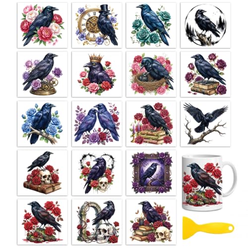 Peacoblue Crow Rub On Transfers for Craft, Transfer Sticker - style: Crow