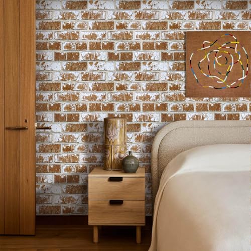 Commomy Faux Brick Wall Panels Peel and Stick Thin PVC 10 Pcs 11.8" x 11.8" - color: Brick-WP