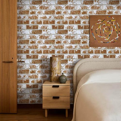 Commomy Faux Brick Wall Panels Peel and Stick Thin PVC 10 Pcs 11.8" x 11.8" - color: Brick-WP