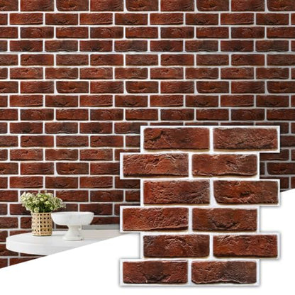 Commomy Faux Brick Wall Panels Peel and Stick Thin PVC 10 Pcs 11.8" x 11.8" - color: Brick-WK