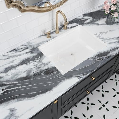 VEELIKE Modern Black and White Liquid Marble Contact Paper for Countertops Waterproof Kitchen Countertop Peel and Stick Marble Wallpaper 15.7''x118'' Adhesive Granite Contact Paper for Bathroom Table - size: 15.7" x 118"