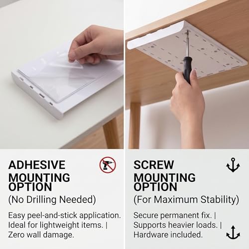 Adhesive Under Desk Drawer Hidden Storage Organizer Set S+M - size: S+M
