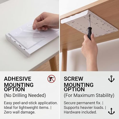 Adhesive Under Desk Drawer Hidden Storage Organizer Set S+M - size: S+M