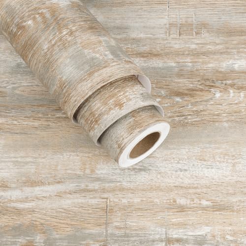 Light Brown Beige Wood Wallpaper Peel and Stick Countertops Vintage Wood Grain Contact Paper for Cabinets 15.75"x236" Nature Removable Wooden Vinyl Wrap for Accent Wall Bathroom Kitchen - size: 15.75"x236"