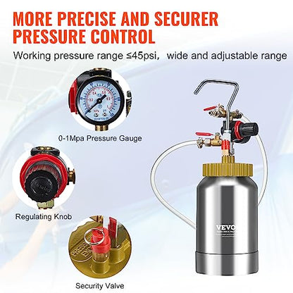 VEVOR Spray Paint Pressure Pot Tank, 2L/0.5gal Lightweight Air Paint Pressure Pot, 1.8mm Nozzle Spray Paint Gun 3m Hoses for Home Decoration Architecture Construction Automotive Painting, 45PSI Max - size: 2L1.8mm