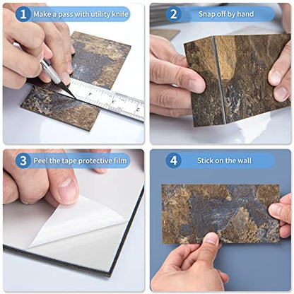 Art3d 102-Pack Peel and Stick Backsplash, Stick on Subway Tile, Rust Slate - color: Rust-slate