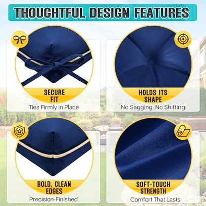 Patio Chair Cushions High Back 44"x22"x4" Thick (Blue) - color: Blue