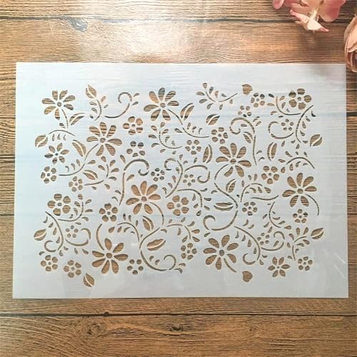 TIAMECH A4 Reusable Grass Stencil for Painting - style: Flower Grass