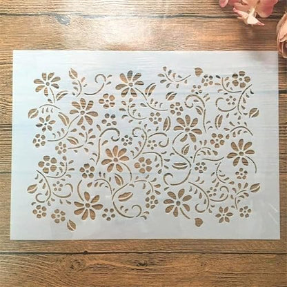 TIAMECH A4 Reusable Grass Stencil for Painting - style: Flower Grass