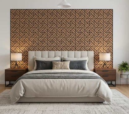 WoveN SounD Acoustic Wall Panels, Teak, 16 Pack, 12x12 in - color: Grid Weave, Teak, 16 Pack