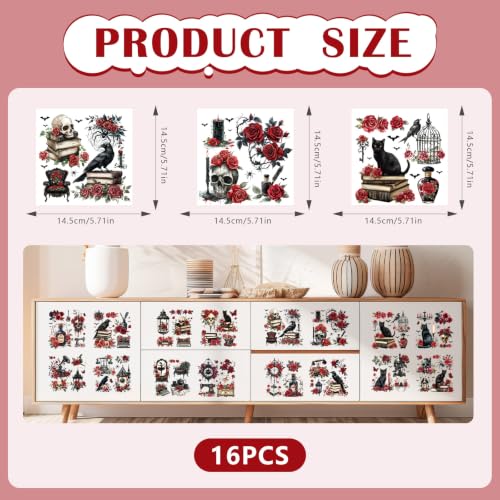 Halloween Rub on Transfers for Crafts and Furniture Gothic Rose Stickers - style: Gothic Rose