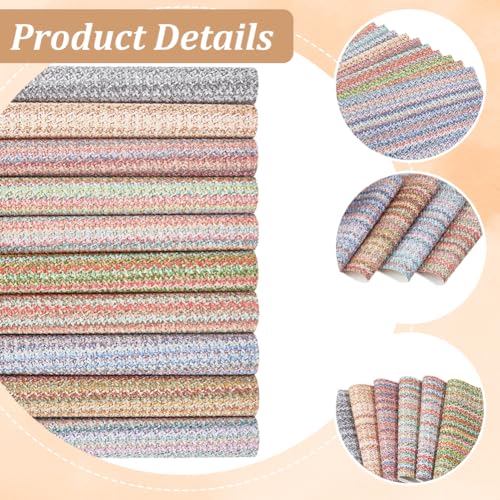 10 Colors 11.8 x 8.3 Inch Woven PU Leather Sheets for Crafts Soft Leather Fabrics Waterproof Braided Texture Colorful Microfiber Leatherette Rolls for Handicraft DIY Projects ﻿Handbags Bows - style: woven pattern A
