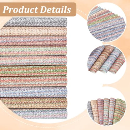 10 Colors 11.8 x 8.3 Inch Woven PU Leather Sheets for Crafts Soft Leather Fabrics Waterproof Braided Texture Colorful Microfiber Leatherette Rolls for Handicraft DIY Projects ﻿Handbags Bows - style: woven pattern A