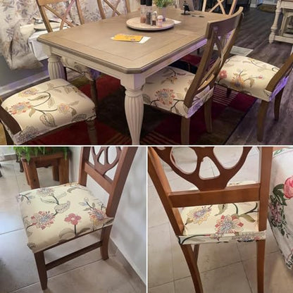 SearchI Dining Chair Seat Covers, Rear Covered(Brown Flower, 4pcs) - color: Brown Flower