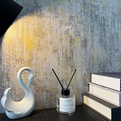 HueBurst Metallic Wallpaper Peel and Stick Modern Gray Gold 17.3" x 480" - color: Light Gray, size: 17.3" x 480"