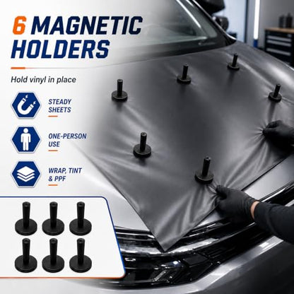 60 Pcs Vinyl Wrap Tool Kit for Car Wrapping, Window Tint Kit with Felt Squeegees, 6 Magnetic Holders, Film Cutter, Utility Knife, Scrapers & Storage Bag for Auto Vinyl, PPF, Decals