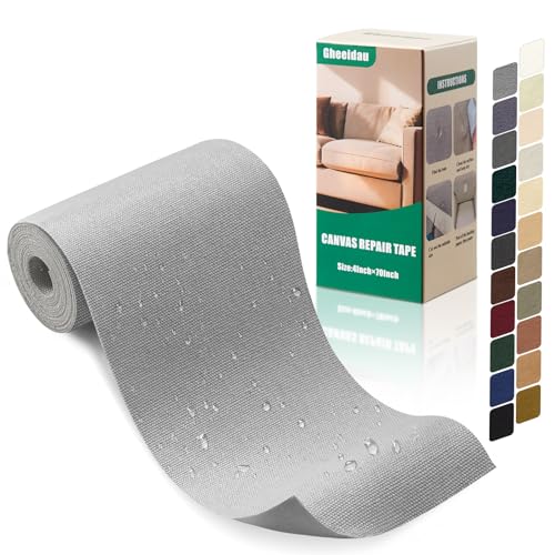 Gheeidau Canvas Repair Tape 4×70 Inch Waterproof Self-Adhesive Fabric Repair Patch for Repairing Boat Covers,Tents,Patio Umbrellas,Car Seats,Luggage,Sofas.(Grey) - color: Grey, size: 4"×70"