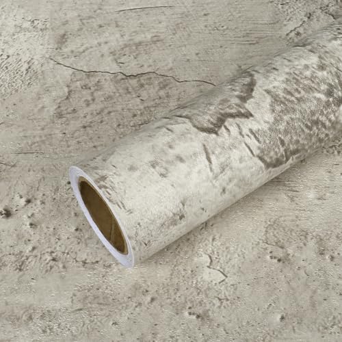 VEELIKE 15.7''x118'' Old Cracked Beige Concrete Wallpaper Peel and Stick Removable Industrial Wallpaper for Bedroom Living Room Accent Wall Self Adhesive Concrete Contact Paper for Countertops Walls - size: 15.7" x 118"