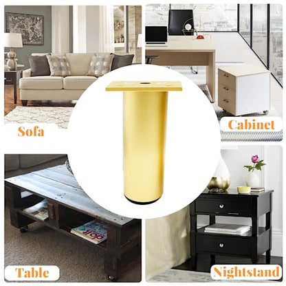4-Pack Adjustable Aluminum Alloy Furniture Legs 6" Height Gold - color: Gold, size: 6 Inch