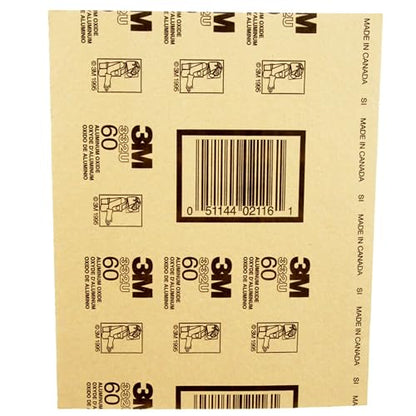 3M Sandpaper, 60 Grit, 4 Sheets, 9 x 11 in, Coarse Aluminum Oxide - size: 9 in x 11 in, style: Coarse