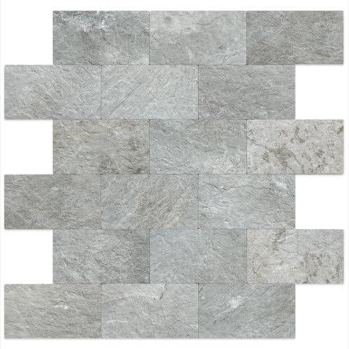 DICOFUN 1 Sheet Mountain Rock Thick PVC Peel and Stick Backsplash Wall Tiles, 12"x12" Self Adhesive Subway Tile for Kitchen and Bathroom Backsplash - color: Mountain Rock, size: 1 Sheet, 12"x12"x0.12"