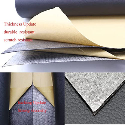 Update Self Adhesive Faux Leather Sheet Vinyl Upholstery Leather Fabric Material Sheets Leather Repair for Sofa Bags Chairs Car Seats DIY Craft Black 17.3" x 78"