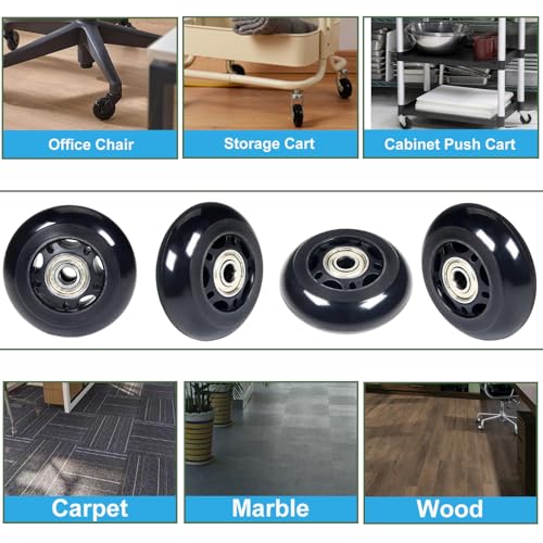 3" x 1" Chair Caster Wheels Office Chair Wheels Storage Cart Rolling Cart - size: 3 in