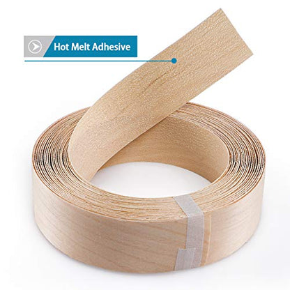 Skelang Birch Wood Veneer 1-1/2” x 26’, Wood Edge Tape with Adhesive, Flexible Wood Edgebanding Strip for Shelving, Cabinetry, Furniture - size: 1-1/2” x 26’