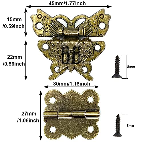 Antique Bronze Butterfly Hasp Latch Vintage Padlock Lock Hardware Kit