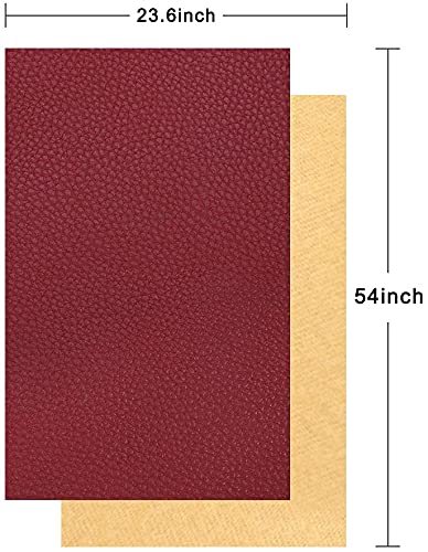 TORRAMI Soft Faux Leather Fabric, 0.64 Yard 54 x 23 in, Coffee PU Leather - color: Burgundy, size: 0.64 Yard (54 x 23 inch)