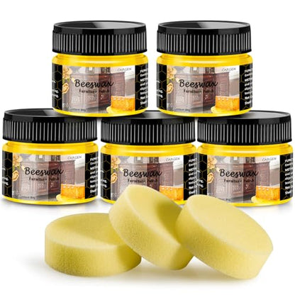 CARGEN Beeswax Furniture Polish - Beeswax Wood Polish, 5 Pcs - style: 5 Pack-With 3 Sponges