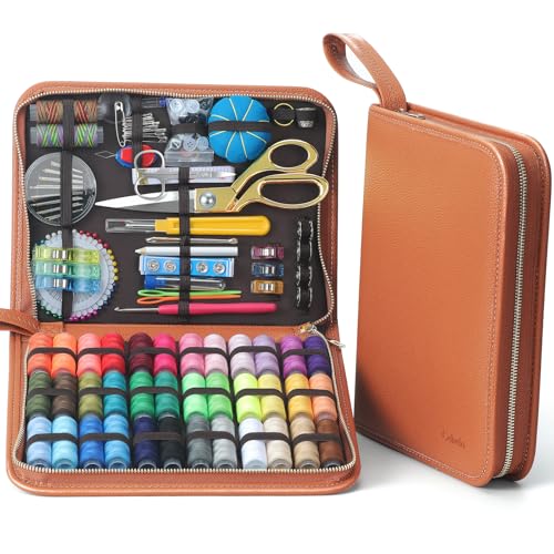 Cebelo Large Sewing Kit for Adults: 2-Year Supply for Home Mending (Brown) - color: Brown