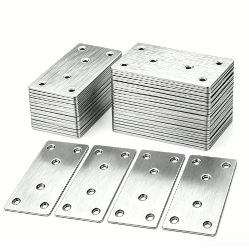 40 PCS Stainless Steel Flat Mending Plates, 3-1/8×1.6 Inch Thickened Heavy Duty Straight Joining Braces, Metal Repair Brackets for Cabinet, Bookshelf, Furniture Reinforcement-Silver - size: 3.15X1.57X0.08IN