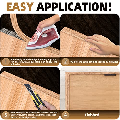 GSCIT Club Red Oak Edge Banding, 7/8 inch x 500ft roll of Veneer Edge Banding Preglued Flexible, Wood Tape Banding for Cabinet Repair Plywood - color: Red Oak, size: 7/8"x 500ft