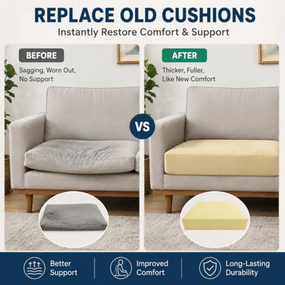 Nigoone Upholstery Foam Cushion, 3x24x24 Inch, High Density, Square Replacement Foam for Couch, Chair Seat Padding, Custom Pillow and Craft Foam - size: 3x24x24 inches
