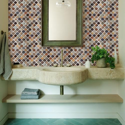 STICKGOO Arabesque Peel and Stick Backsplash Tile, Multicolor Sandstone - color: Multicolor Sandstone