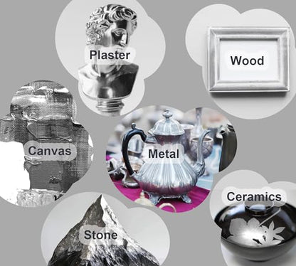 Liquid Silver Leaf Paint Kit for Decorating Wood, Glass, Plastic, Metal 7oz