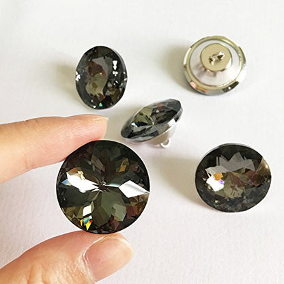 25PCS 25mm Crystal Glass Buttons Sewing Rhinestone Buttons (Black ZJ) - color: Black Button(ZJ)