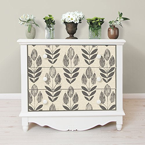 NuWallpaper Folk Tulip Peel and Stick Wallpaper, Neutral, Textured Removable Wallpaper, 20.5 in x 18 ft - color: Neutral
