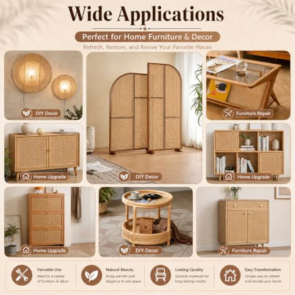 Reaeng Rattan Repair Kit for Chair Caning, Complete Furniture Restoration Kit with 15.7 x 39.4 Inch Cane Webbing Roll, Spline, 2 Caning Chisels and 8 Wooden Wedges - color: Style B