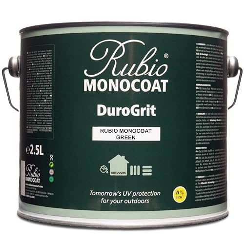 Rubio Monocoat DuroGrit Outdoor Wood Oil, Stain & Sealer, 375 ft² - Green | 1 Layer, UV Protection for Deck, Fence & Furniture | 2.5L - color: Rubio Monocoat Green, size: 2.5 L