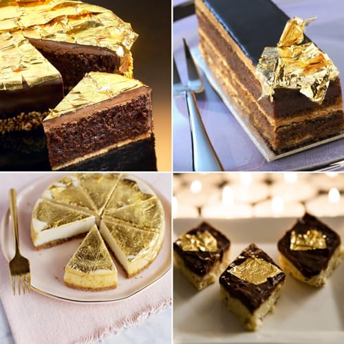 10 Gold Leaf Sheets, Premium Gold Flakes for Decorating Cakes Dessert - size: 10PCS