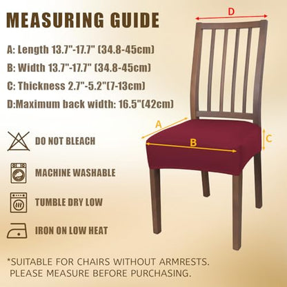 JQinHome Waterproof Dining Chair Seat Covers Set of 4 | Soft Removable Washable Chair Covers for Dining Room,Rear Gap Hook-and-Loop| Elastic Non-Slip, Full Rear Coverage | Wine Red - color: Wine Red, size: 4PC