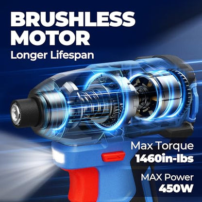 Dong Cheng 20V Brushless Impact Driver,1460 in-lbs(1X2.0Ah)