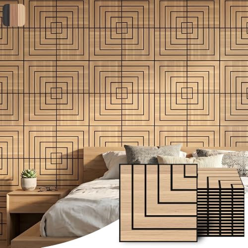 WoveN SounD Acoustic Wall Panels, Natural Oak, 16 Pack, 12x12 in - color: Enframe, Natural Oak, 16 Pack