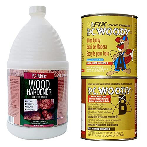 PC-Products Wood Repair Epoxy Paste and Wood Hardener Kit, PC-Woody 96 oz and PC-Petrifier 1 Gallon - size: Woody (96 oz) & Petrifier (128 oz) Kit, style: PC-Woody Kit