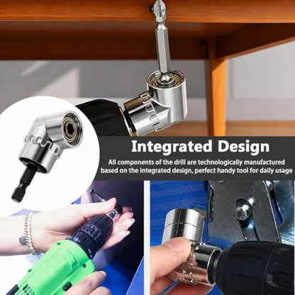 105 Degree Right Angle Drill Adapter, Hex Shank Angle Drill Attachment, Power Screwdriver Corner Driver Tool, Quick Change Drill Bit Extension for Tight Narrow Space Repair Use