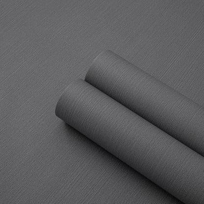 24"x393" Dark Gray Fabric Peel and Stick Linen Textured Wallpaper - color: Dark Gray