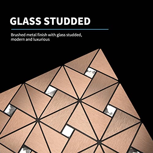 Art3d Peel & Stick Backsplash， Metal Mosaic Tiles, 10 pcs, Copper Windmill - color: Copper, size: 12x12 Inch